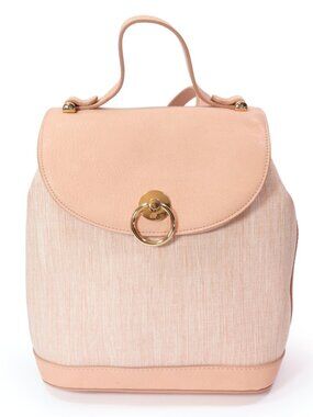 Lauren Conrad Tara Backpack Adjustable Straps Flap Closure Small Light Pink Bag